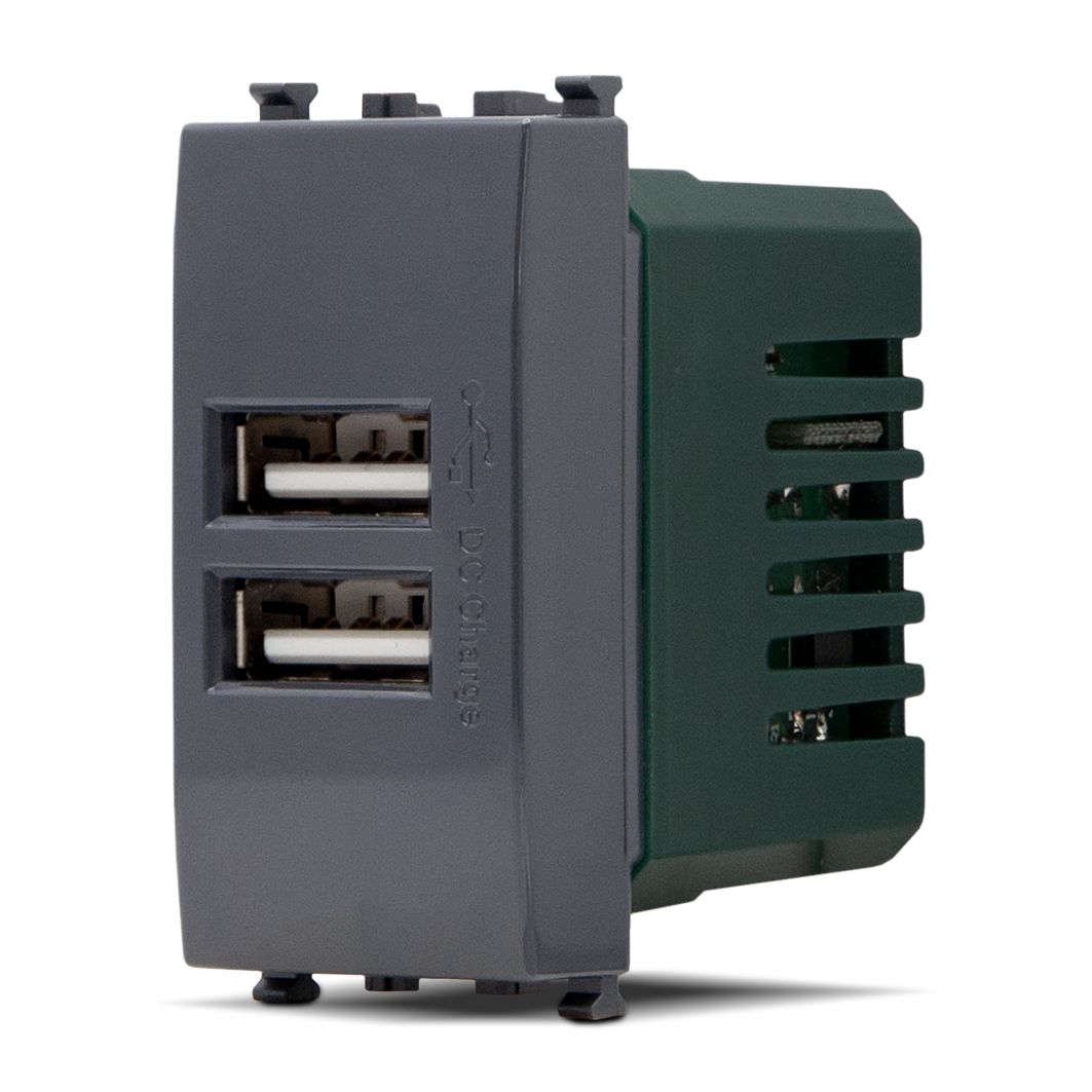 Immagine DOPPIA PRESA USB 2A T2 621N NERO