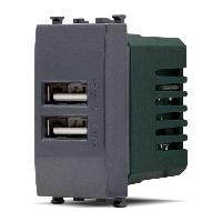 Immagine DOPPIA PRESA USB 2A T2 621N NERO