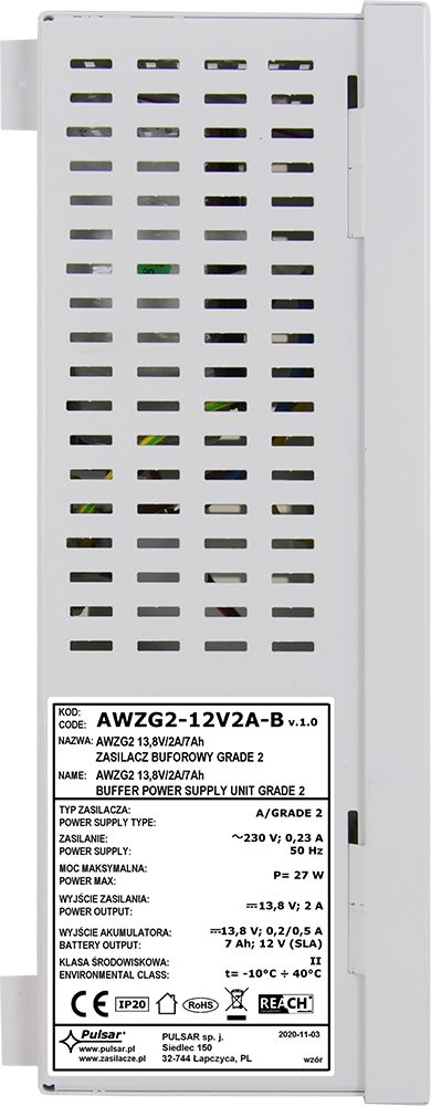 Immagine AWZG2 13,8V / 2A / ALIMENTATORE TAMPONE 7AH GRADO